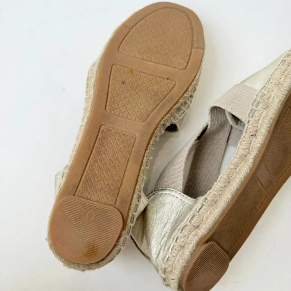 Tory Burch Catalina Espadrille Flats – Metallic Gold Size 6